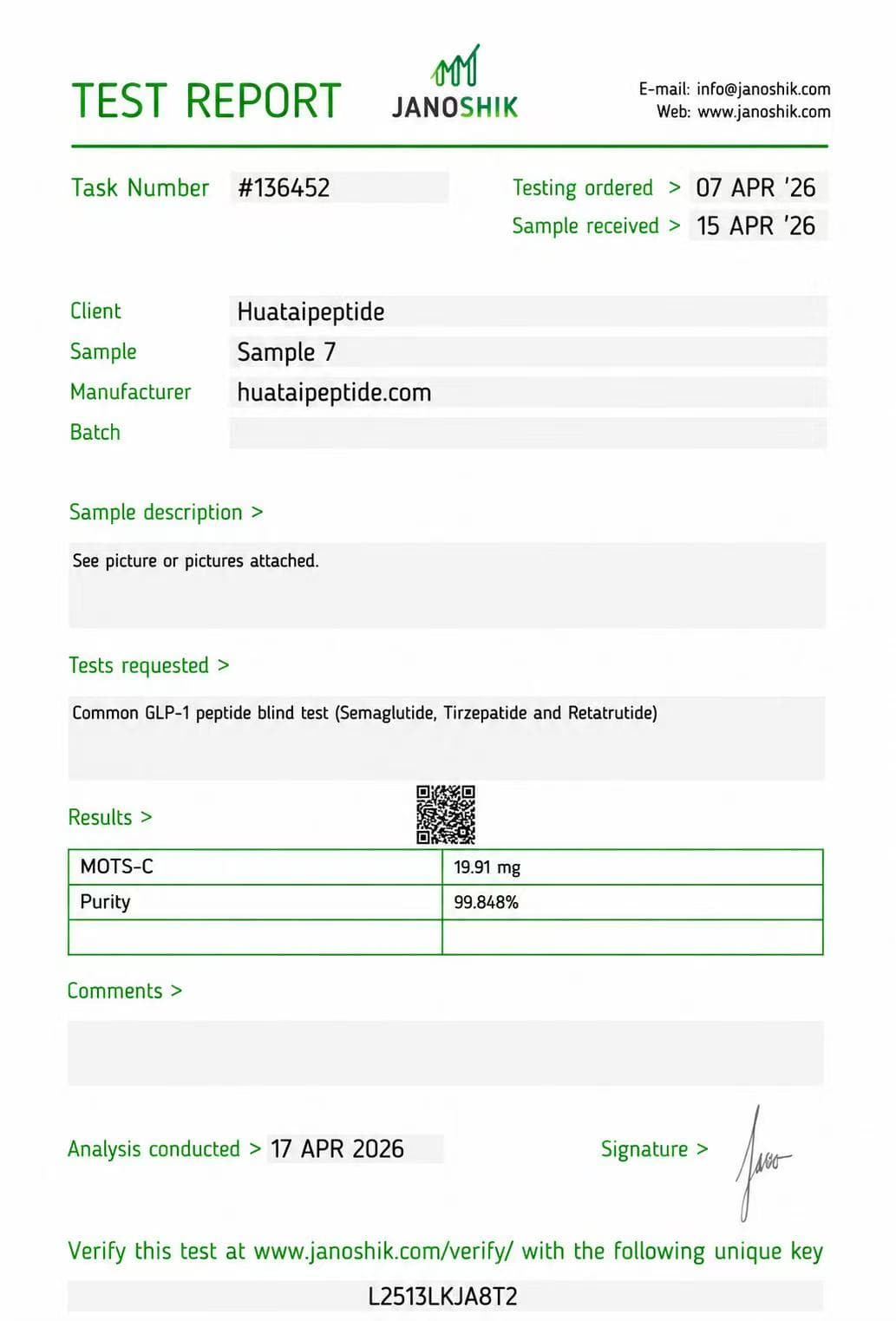 Certificate of Analysis 5